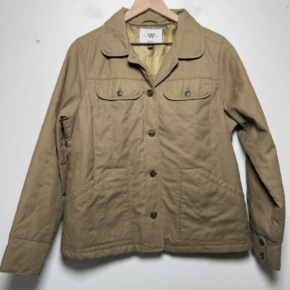 King Ranch Women Cotton Chore Jacket Medium Tan Quilted Field Barn Coat